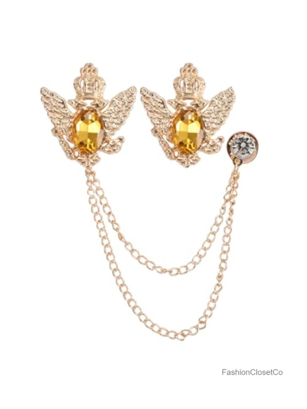 Vintage Crown Hanging Chain Brooch Pin Rhinestone Alloy Jewelry Gift